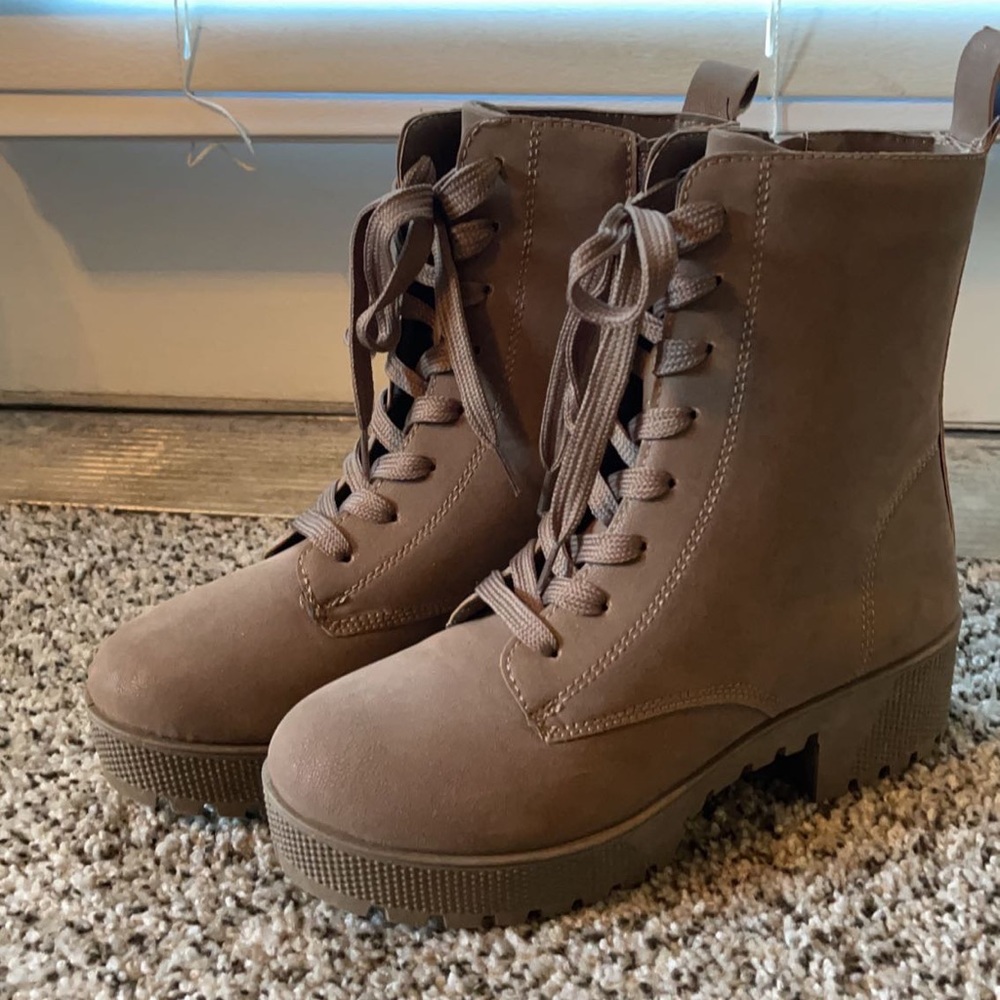 Brown combat boots